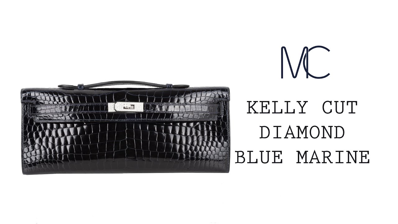 Hermes Kelly Cut Diamond Blue Marine Crocodile Bag Exquisite