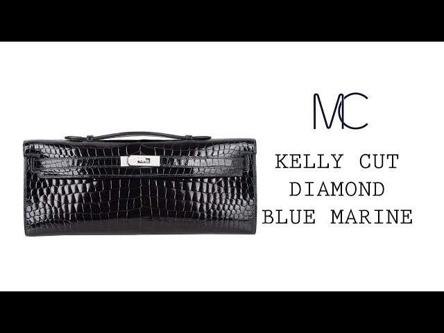 Hermes Kelly Cut Diamond Blue Marine Crocodile Bag Exquisite Clutch –  Mightychic