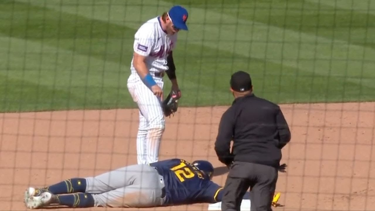 Benches Clear in Brewers Mets Game After Dangerous Slide YouTube