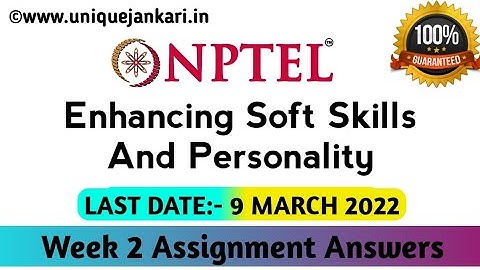 Enhancing Soft Skills And Personality Assignment 2 Most Probable Answers 2022 || Unique Jankari