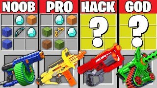Minecraft Battle: Noob vs PRO vs HACKER vs GOD : SUPER NERF GUNS CRAFTING Challenge / Animation