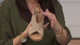 Clarks Leather Cork Wedge Sandals 