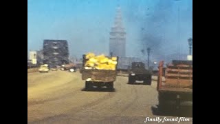 Vintage 1941 Cleveland Ohio Detroit-Superior bridge history 1940s home movie clip driving car truck