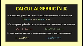 OPERATII CU NUMERE REPREZENTATE PRIN LITERE CALCUL ALGEBRIC IN R CLASA A 8 A EXERCITII REZOLVATE EN