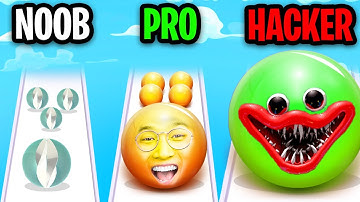 NOOB vs PRO vs HACKER In MARBLE RUN 3D!? (ALL LEVELS!)