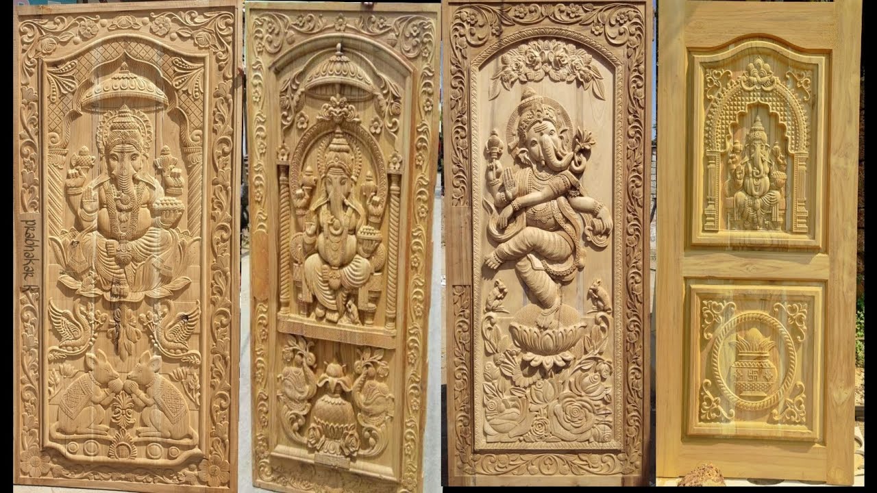 Ganesh door design puja room doorsmain door for wood Ganesh design