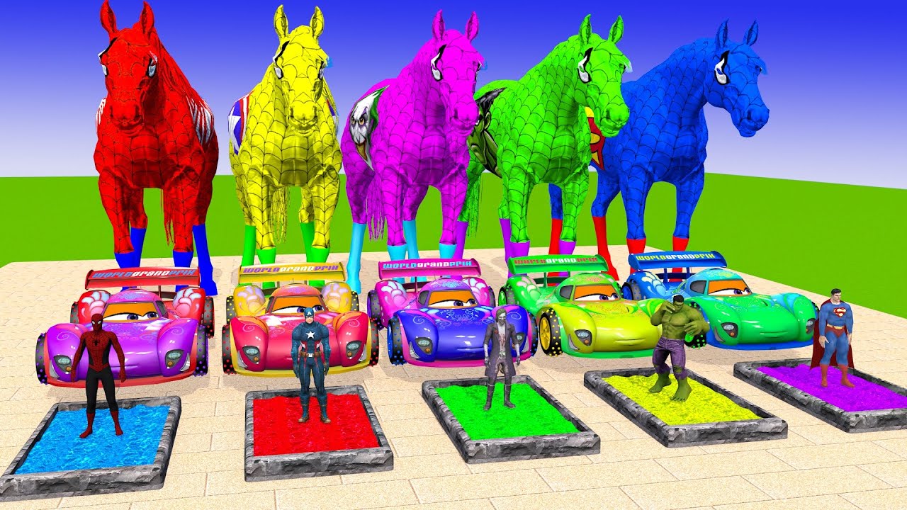 Long Slide Game With Cow Elephant Gorilla Hippopotamus Tiger - 3d Animal Game - Funny 3d Animals