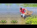 Amazing Net Fishing Video - Best Net Fishing Video in Pond - Old Village Fisherman Catch Fish
