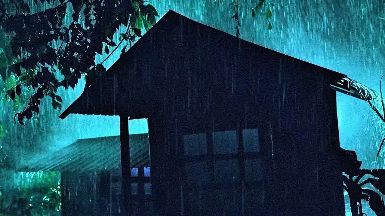 Heavy rain and thunder on a tin roof at night ⛈️  perfect for deep sleep and stress relief
