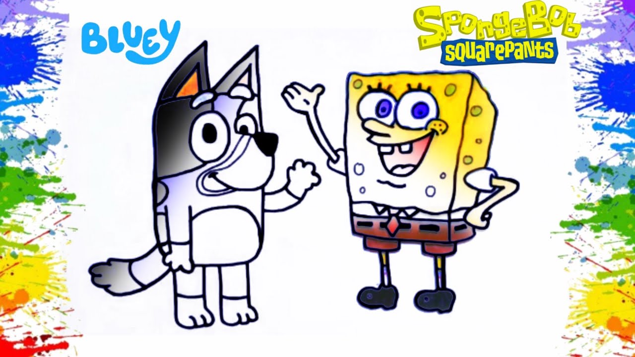 Cara Mudah Menggambar Bluey Dan Spongebob Bersahabat How Cute766