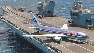 Extreme Pilot Skills! American Airlines Boeing 767 Aircraft Carrier Takeoff Challenge - MSFS