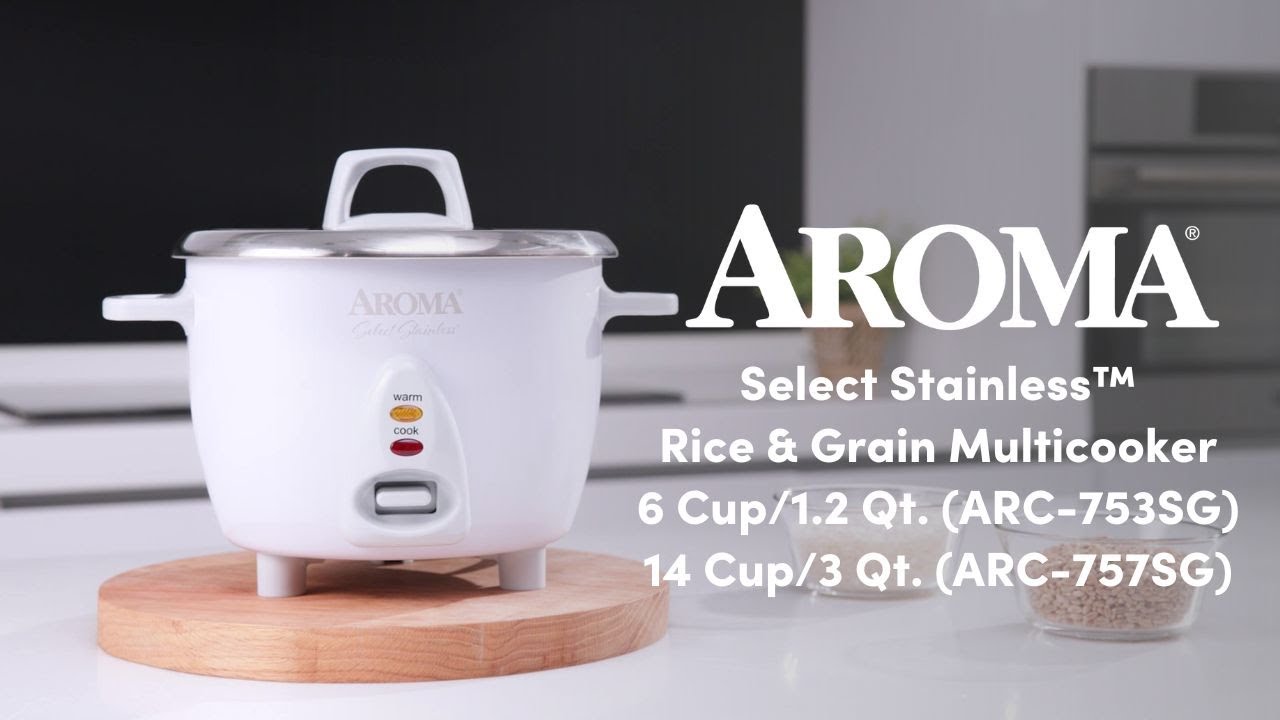 Aroma Housewares Select Stainless Rice Cooker & Warmer with Uncoated Inner  Pot, 6-Cup(cooked)/ 1.2Qt, ARC-753SGR, Red