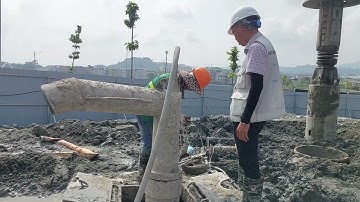 Thổi rửa cọc khoan nhồi bằng máy nén khí