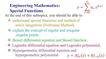 Engineering Mathematics: Special Functions (Bessel Differential Equation)