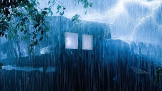 ⚡ Heavy Thunderstorm Rain at Night | Heavy Rainstorm & Very Strong Thunder on Tin Roof of Farmhouse
