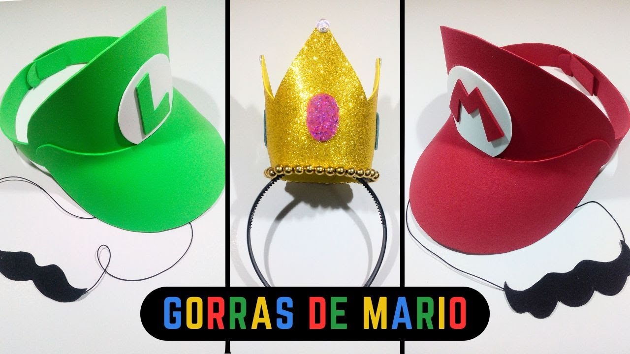 contar Mejorar Complaciente Gorros de Mario, Luigi y la princesa Peach -FÁCIL Y RÁPIDO- - YouTube