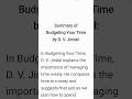Budgeting Your Time Summary