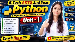 Python Unit-1 Oneshot 🔥 Btech aktu 2nd year| with handwritten notes #btech #aktu #unit1 #python 