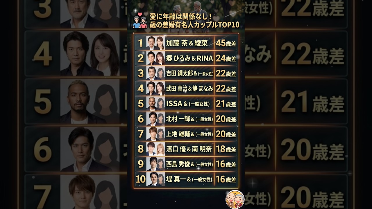 【衝撃】愛に年齢は関係ない！？世間を驚かせた「歳の差婚」有名人10選 💕