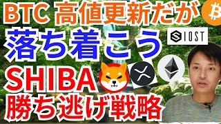 ビットコイン高値更新だが落ち着こう🌿シバイヌ勝ち逃げ戦略とは⁉️【仮想通貨 BTC ETH XRP IOST SHIB チャート分析】
