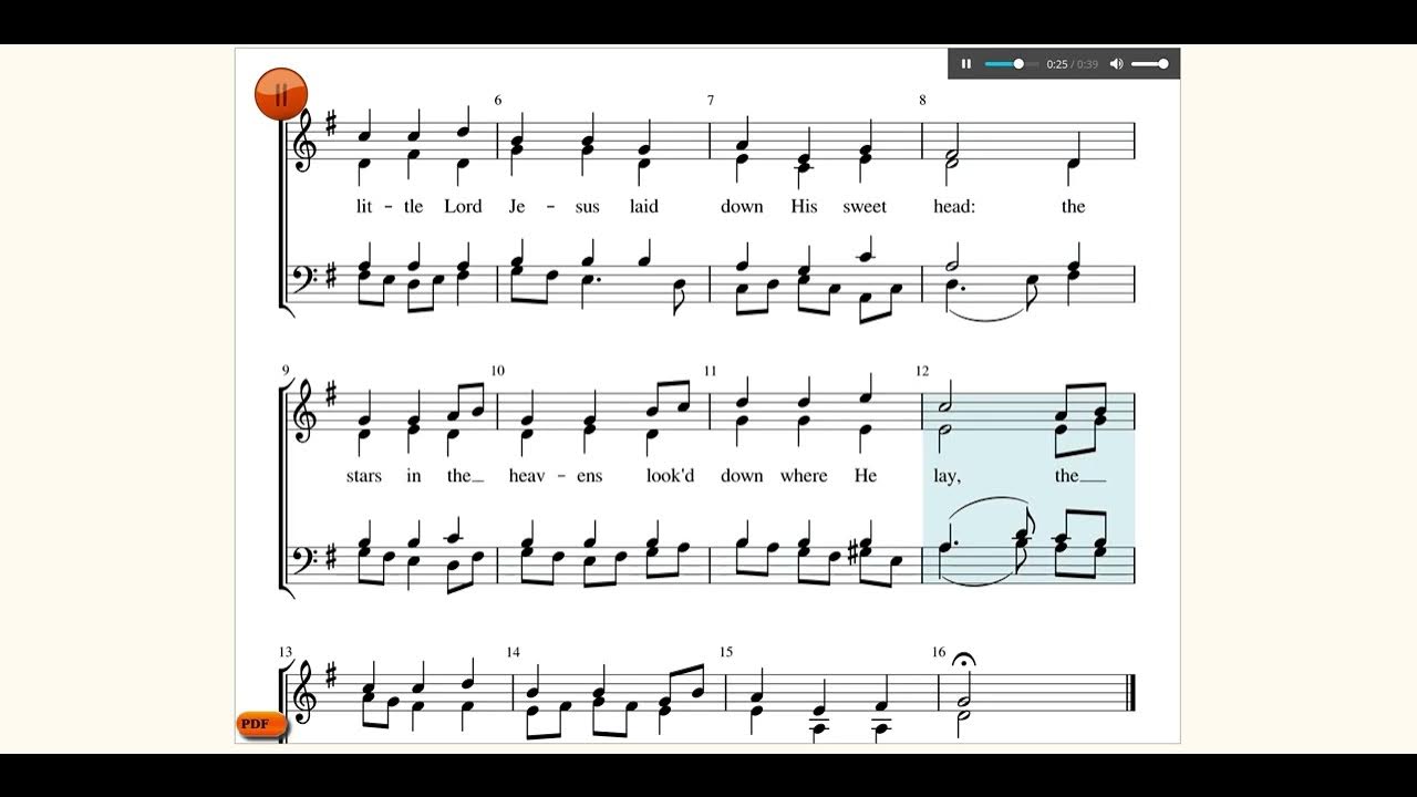 Away in a manger (II). Tune Cradle Song. William Kirkpatrick. Arranged