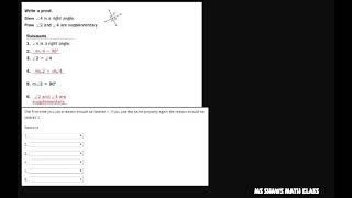 Write a two Column Proof to prove two angles are Supplementary