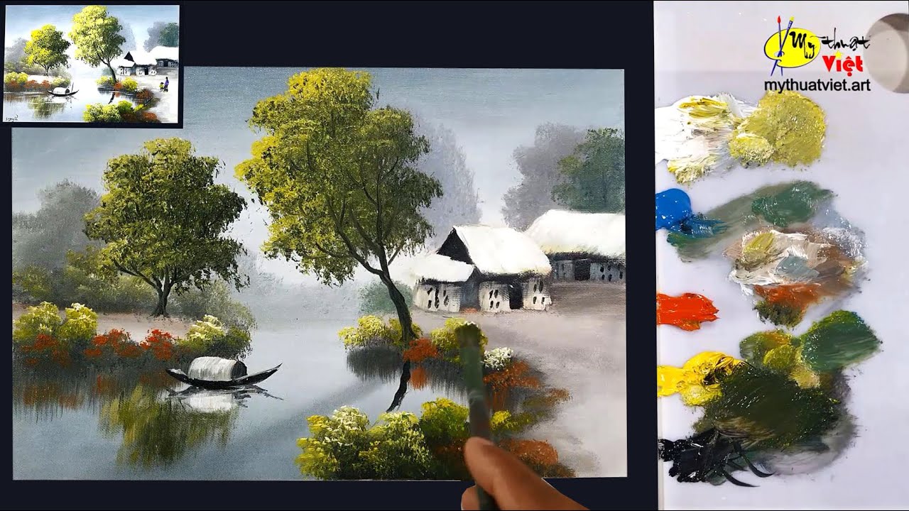 Teach basic painting/ landscape painting/ primary colors - YouTube