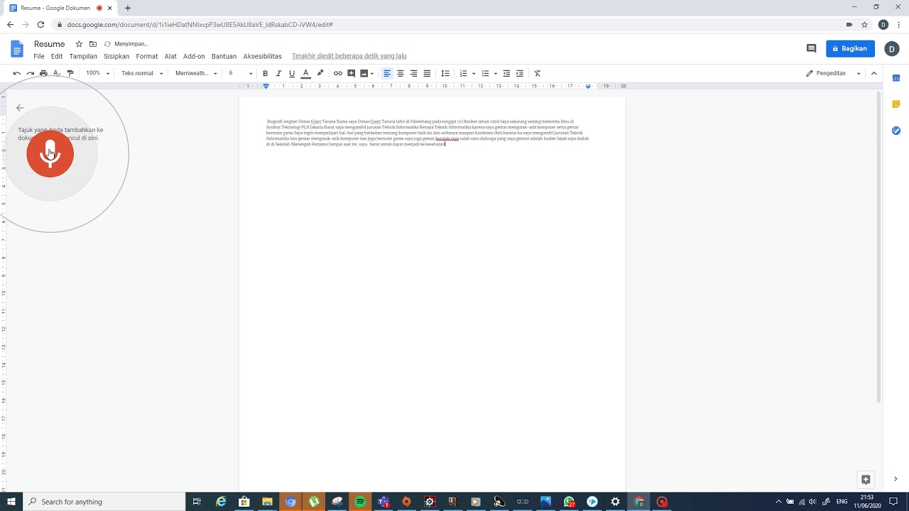 Speech to text menggunakan voice typing atau dikte dari google docs ...
