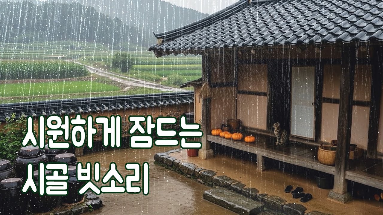 시원하게 잠 드는 시골 한옥 빗소리｜열대야 불면증 극복하고 꼭 숙면하세요.