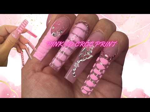 Pink Crocodile Print Nails 💅 🐊💕|Summer Nails