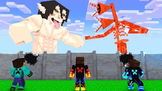 Monster School Herobrine Attack Big Titan Vs Siren Head - Minecraft Animation