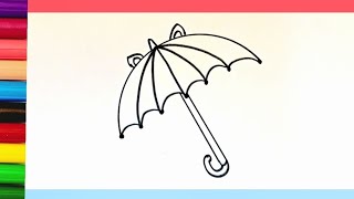 How to draw an Umbrella || Umbrella drawing very easy step by step