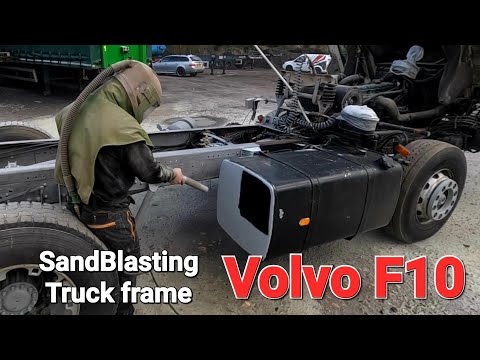 Пескоструйная обработка Volvo F10 тягач грузовик шасси рама ржавчина краска Реставрация универсал восстановление грузовик