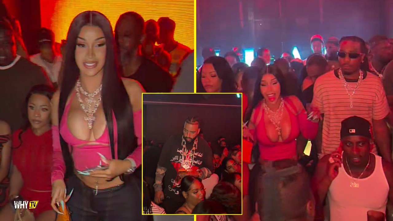 Cardi B, Quavo & French Montana Link Up As Knicks Celebration Takes Over The Club!