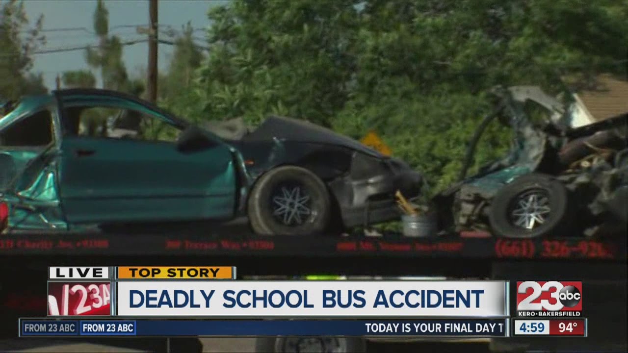 School bus and car collide; 1 dead, 1 injured - YouTube