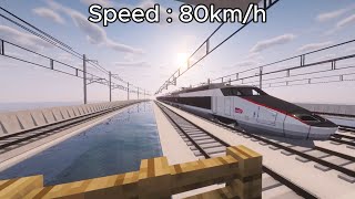 [Minecraft] TGV in different speed in MTR mod (Resource pack : MTR France Addon by dewon2301)