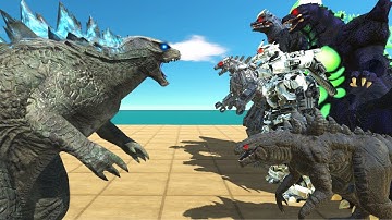 Godzilla 2014 vs All Godzilla Variants - Animal Revolt Battle Simulator