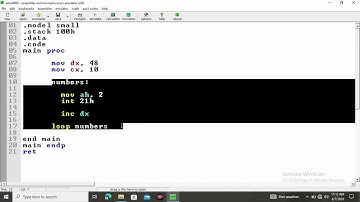 print number from 0 to 9 in #assembly #language | #8086microprocessor program | #loop in #8086