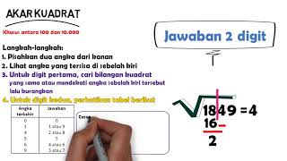 ... video ini membahas tentang alternatif penyelesaian akar kuadrat
suatu bilangan selain menggunakan metode pohon faktor. untuk
latihan...