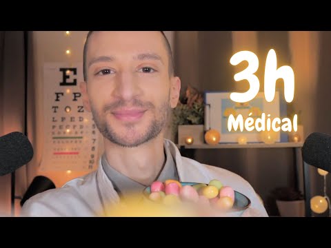 ASMR 3h Médical - Ophtalmo, tests auditifs, médecin, 5 sens, cuir chevelu, ENC, sommeil