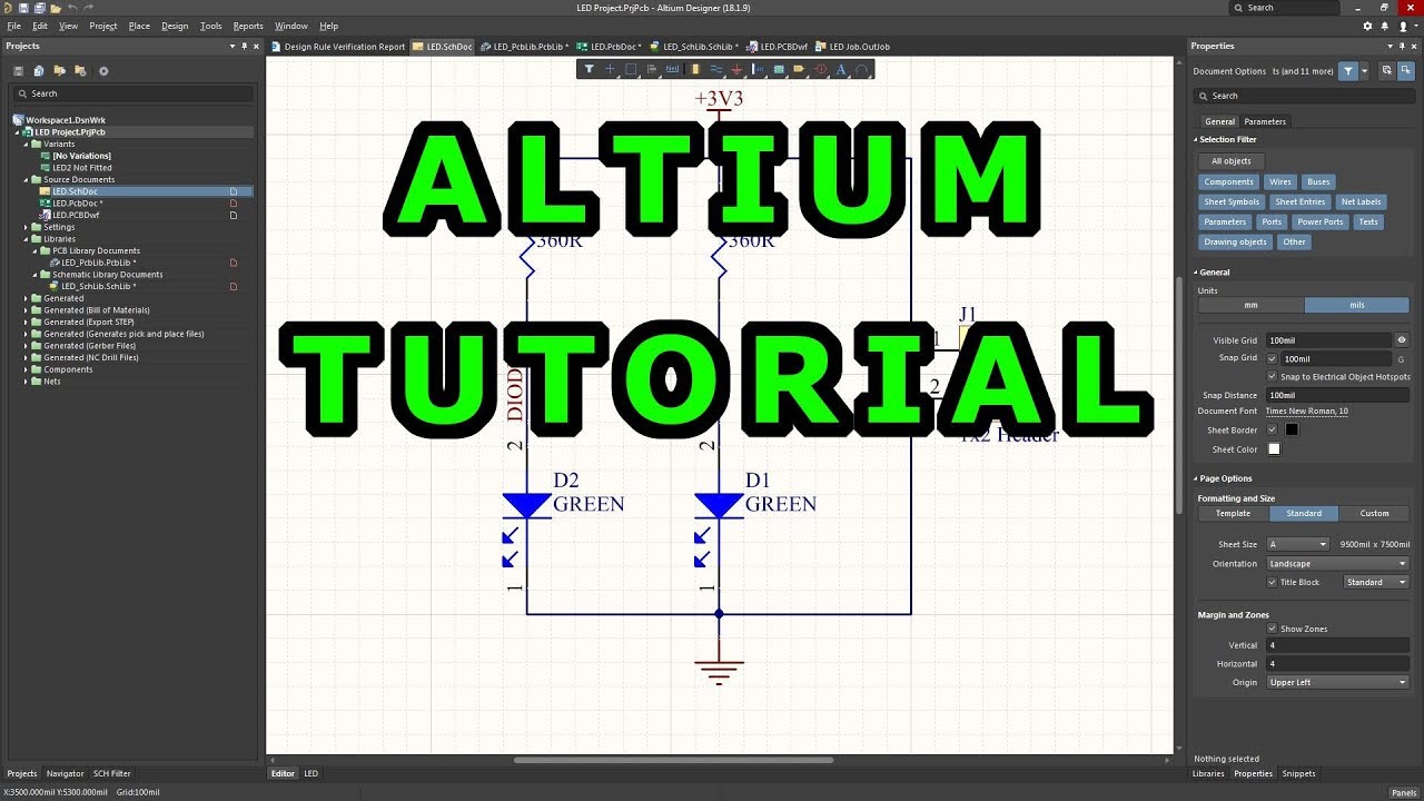 Tutorial 1 for Altium Beginners: How to draw schematic and create