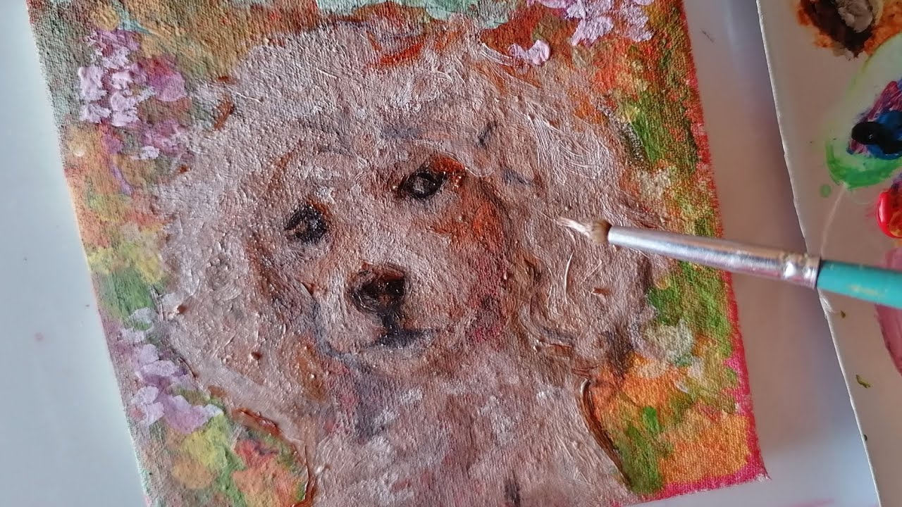 'Poodle' Dog Portrait Painting | Acrylics and Oil Pet Paint | Retrato de Animales con Pintura