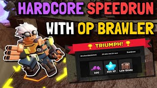 HARDCORE SPEEDRUN WITH NEW OP BRAWLER IN 26 MINUTES | ROBLOX TOWER DEFENSE SIMULATOR TDS