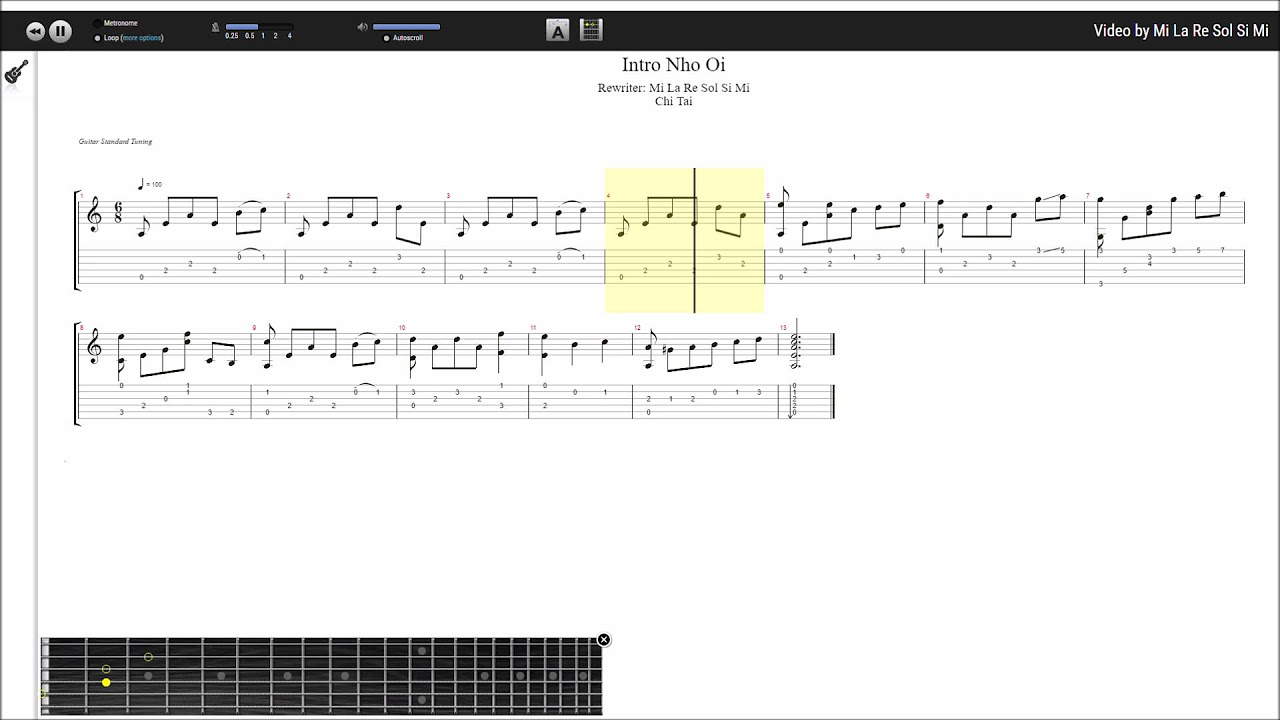 Intro Nhỏ Ơi - Quang Nhật (tab guitar) - youtube