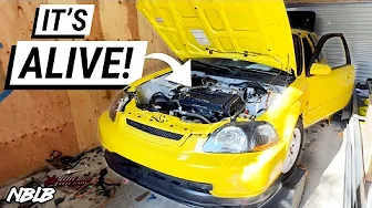 FIRST START of the B16 Swapped 1996 Civc EK Hatchback!