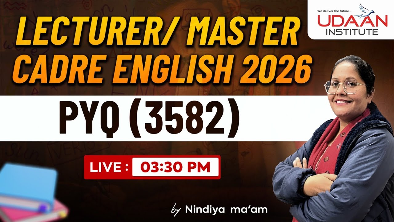 PYQ (3582) | PART-4 | Lecturer / Master Cadre English 2026 | by Nindiya Ma'am