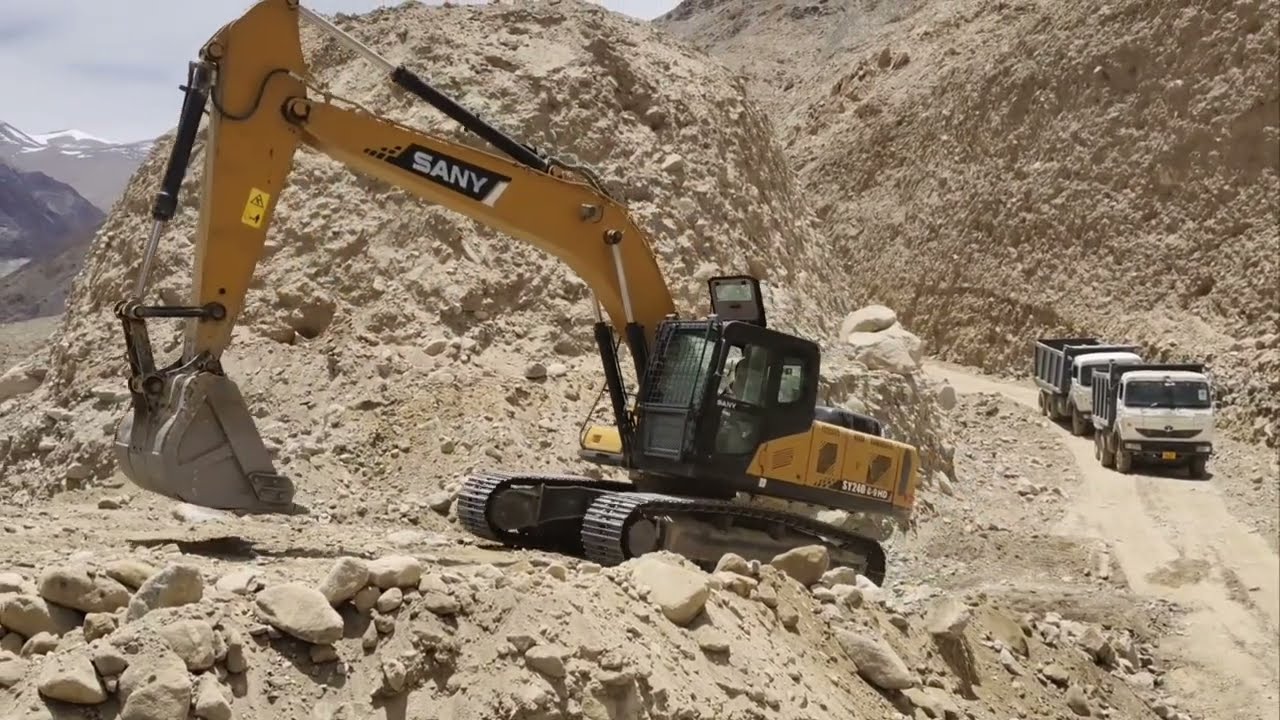 New Project Ladakh Construction With Sany 240 HD Excavator working Clean the Road and Cross the Dump
