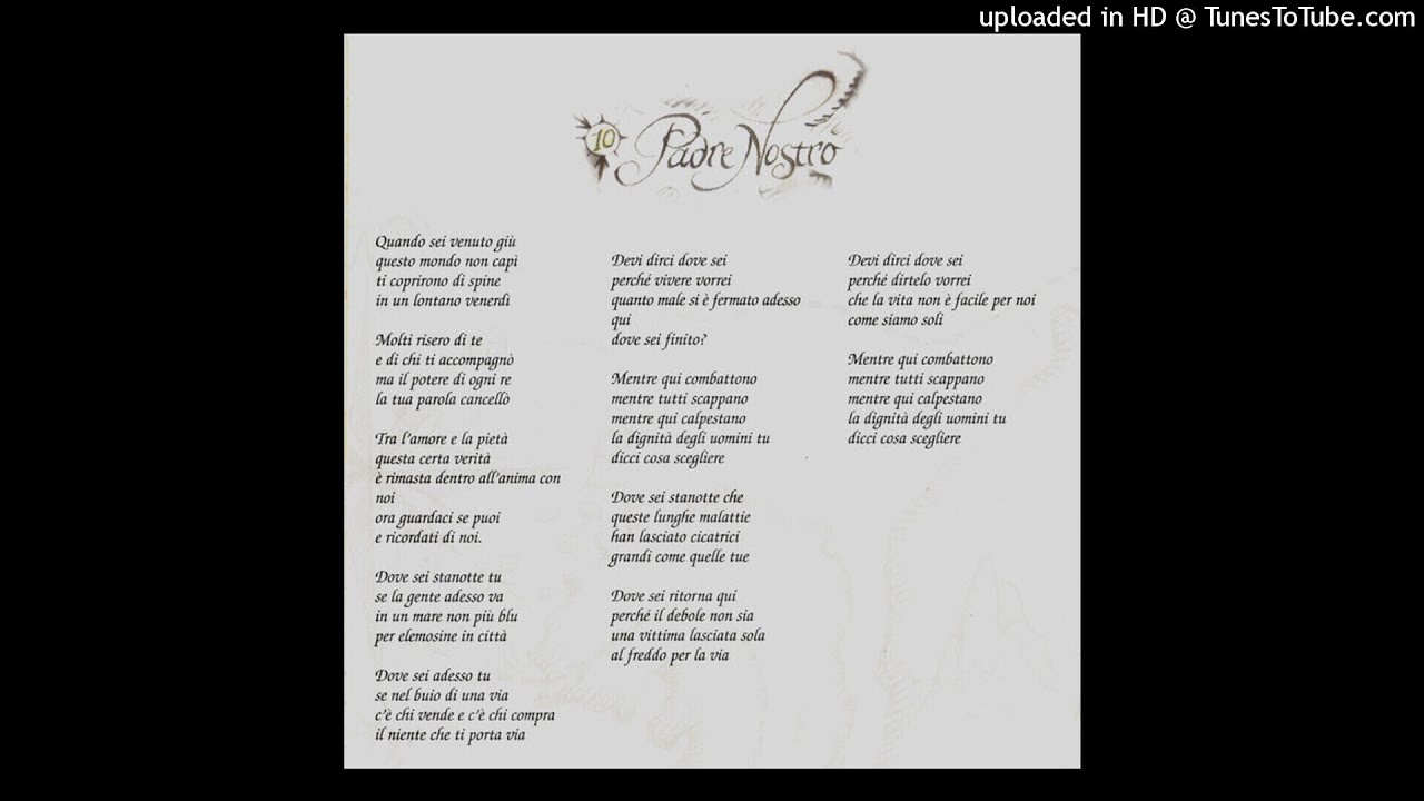 Enrico Ruggeri ‎– Padre Nostro (con testo) - YouTube