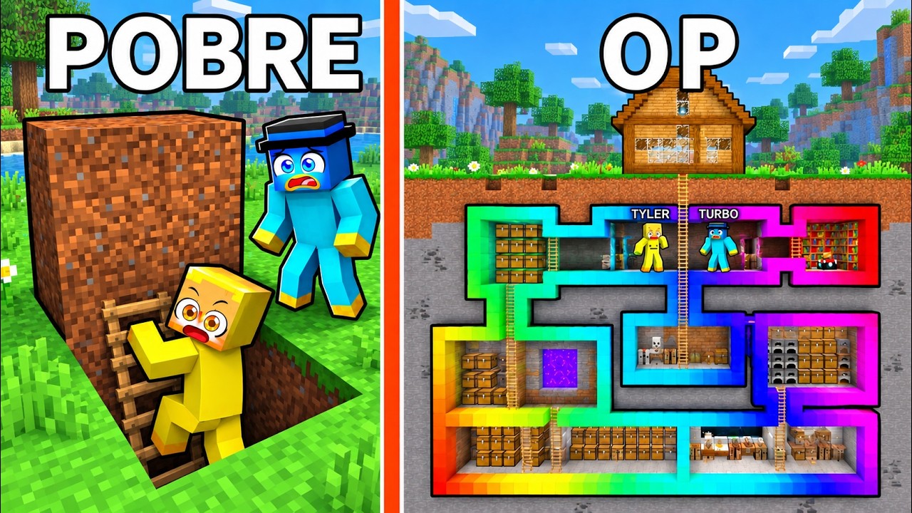 De BASE SUBTERRÁNEA POBRE a OP en Minecraft!