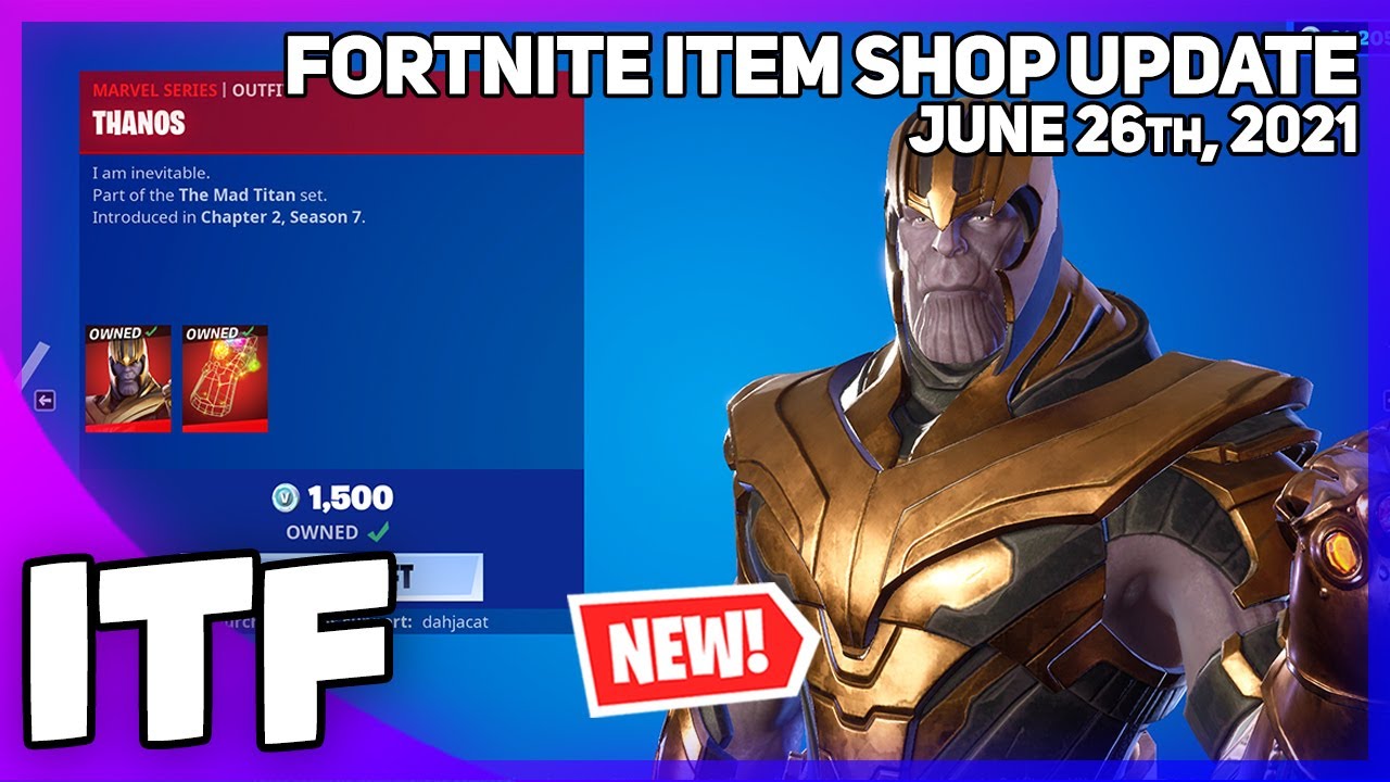 Fortnite Item Shop *NEW* THANOS SKIN + MARVEL SHOP! [June 26th, 2021] (Fortnite Battle Royale)